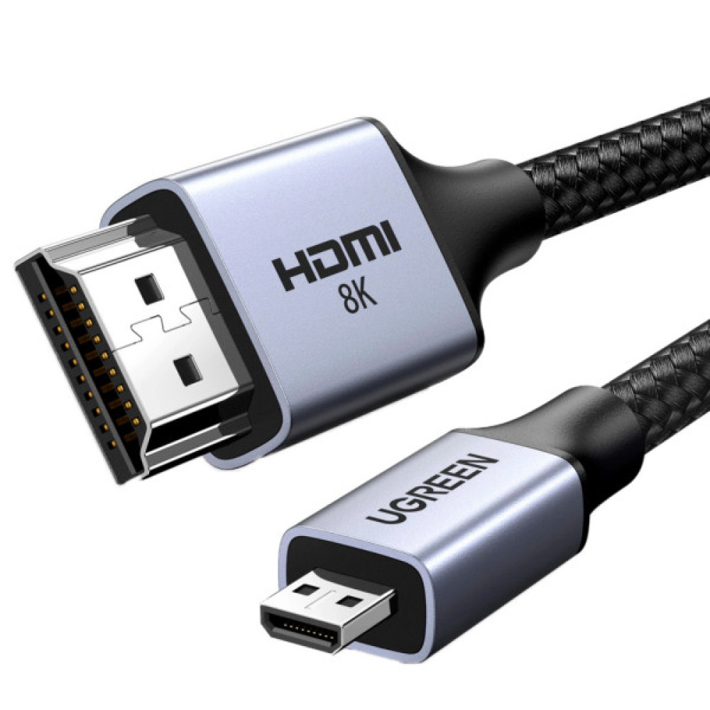 Кабель мультимедійний HDMI M to HDMI micro M 1.0m V2.1 8K60Hz HD164 black UGREEN (15516)