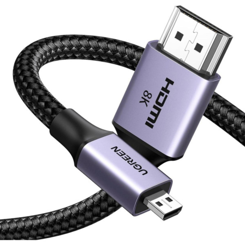 Кабель мультимедійний HDMI M to HDMI micro M 1.0m V2.1 8K60Hz HD164 black UGREEN (15516)