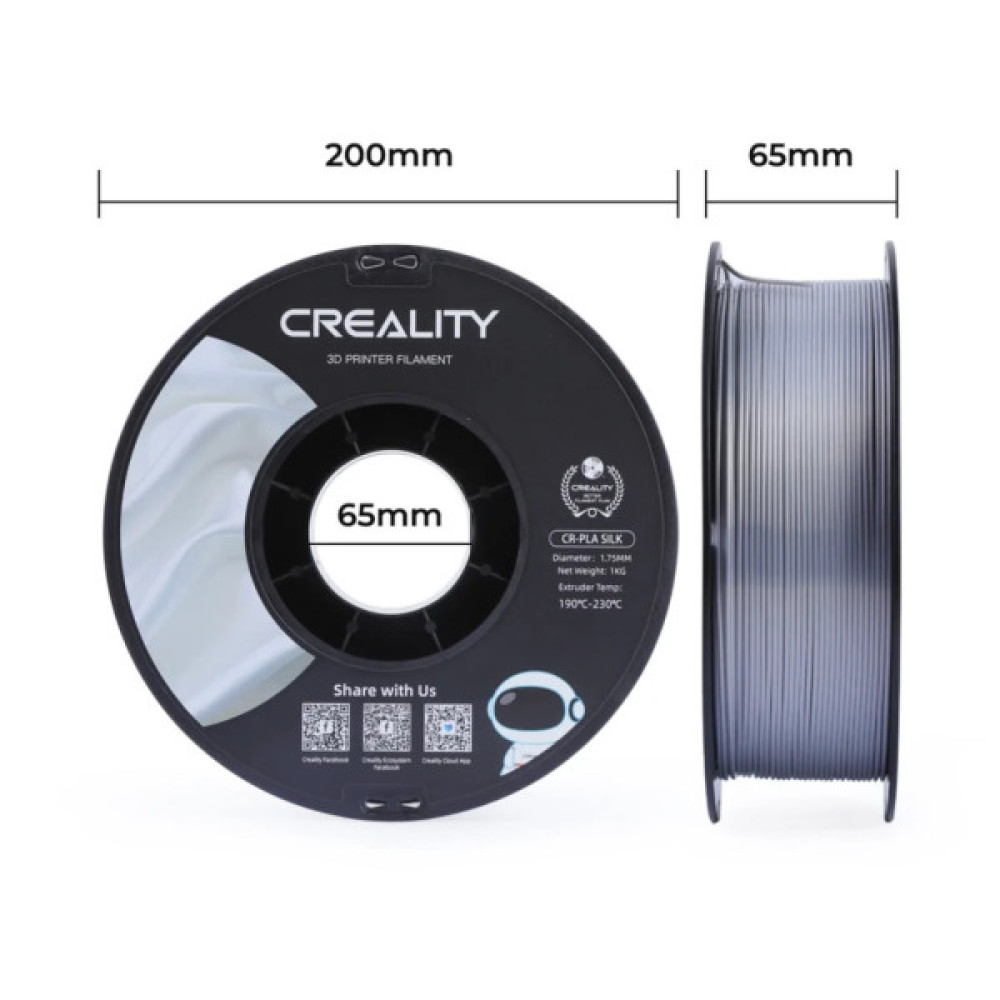 Пластик для 3D-принтера Creality PLA silky shine 1кг, 1.75мм, silver (3301120007)