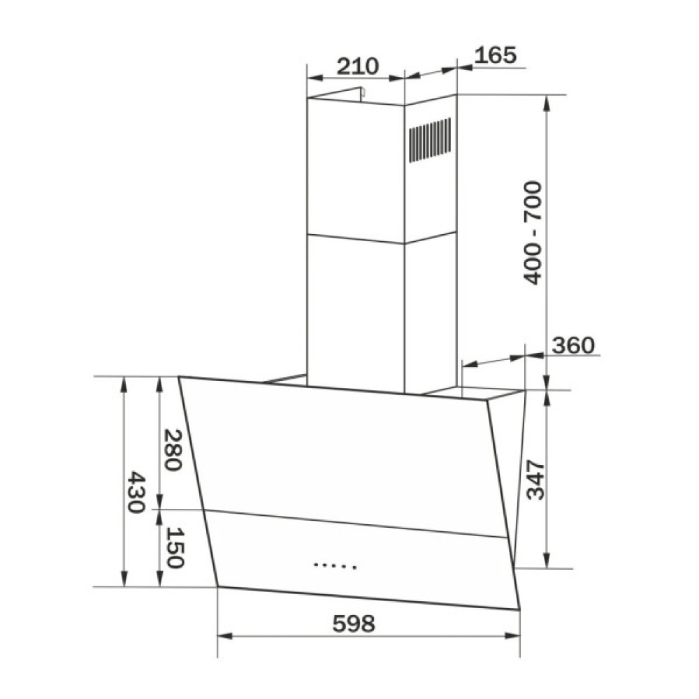 Витяжка кухонна GRANADO Vivares 613-1100 grafito glass (GCH316399)