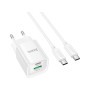 Зарядний пристрій HOCO C147A Charm 1xUSB-C PD20W + 1xUSB QC3.0 + cable USB-C to USB-C White (6942007630290) Зарядний пристрій HOCO C147A Charm 1xUSB-C PD20W + 1xUSB QC3.0 + cable USB-C to USB-C White (6942007630290)