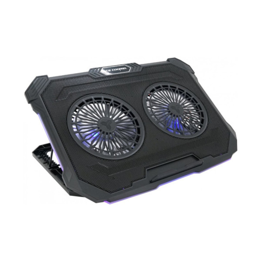 Підставка до ноутбука IceCoorel 10-17", 2*125mm 1200 RPM, 2*USB, 415x293x26.5mm, RGB (F8)