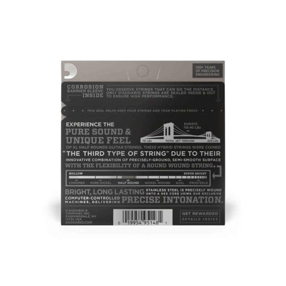 Струни для гітари D'Addario XL Half Rounds Medium (11-49) (EHR370)
