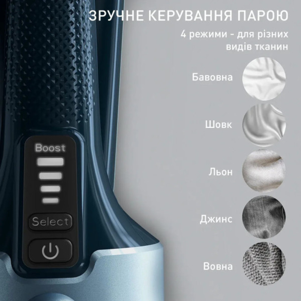 Відпарювач Tefal компактний Pure Force 3в1, 1800Вт, 180мл, постійна пара - 35гр, керам. підошва, синій