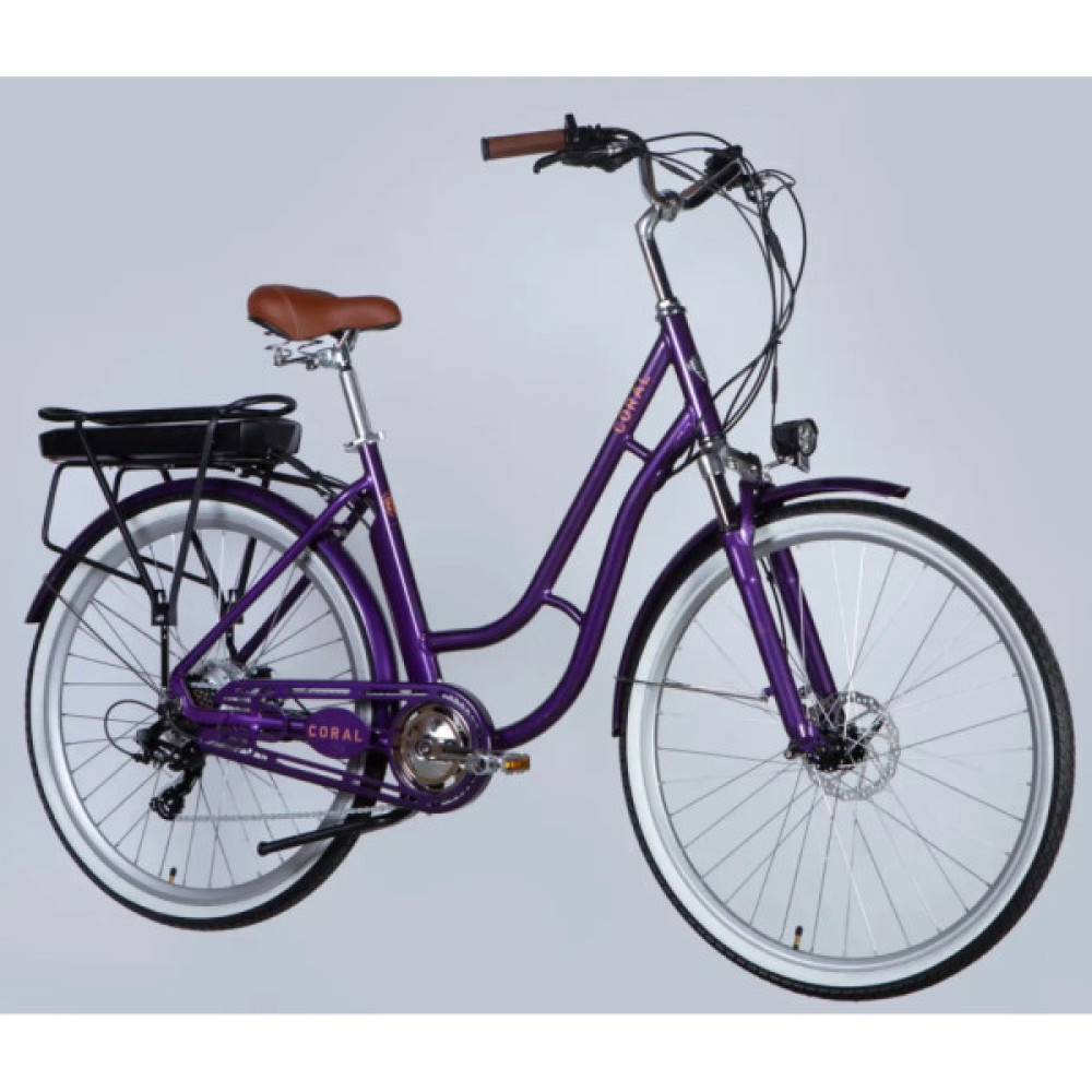 Електровелосипед Dorozhnik 28" eCORAL DD FR рама-19" 48B 17.5А*г 500Вт 2026 фіолетово-синій (ELB-D-28-120)