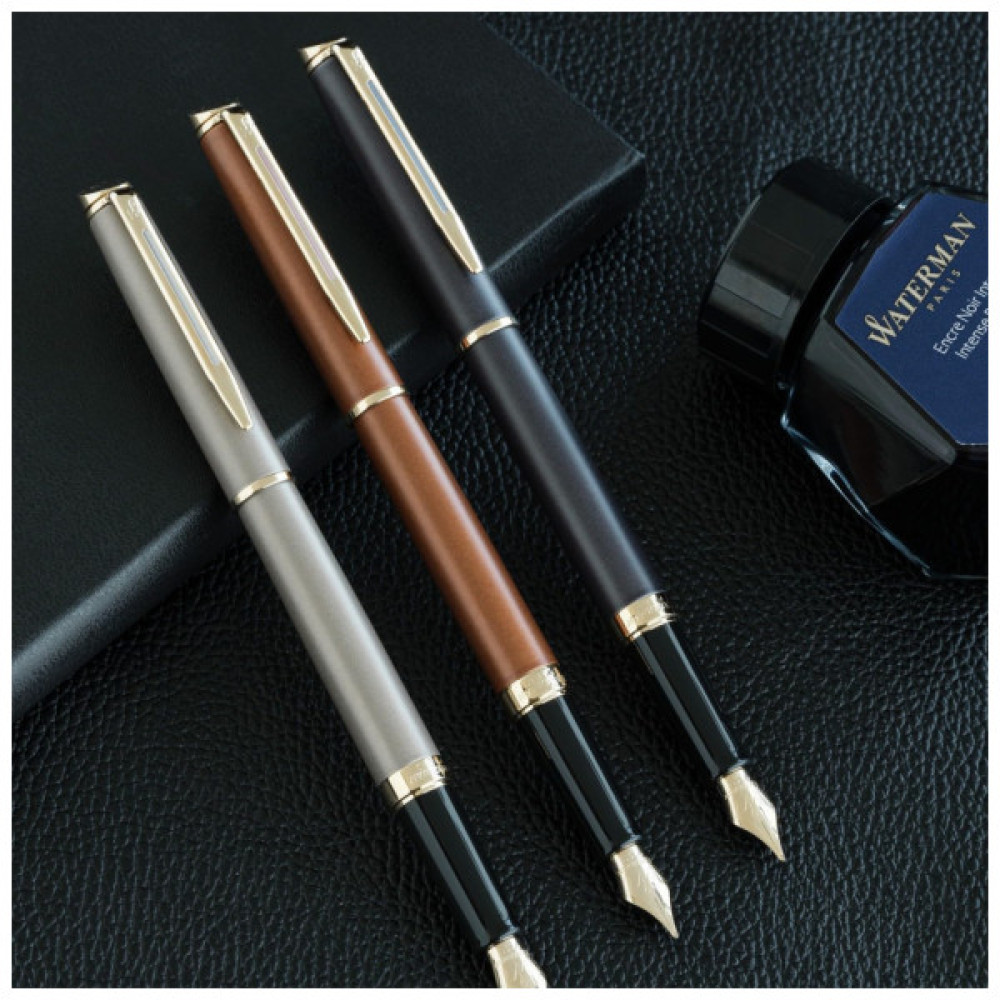 Ручка пір'яна Waterman HEMISPHERE Metallic Lava Black GT  FP F (12 090)