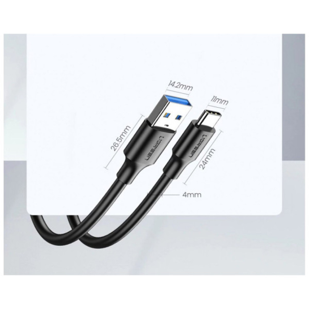 Дата кабель USB 3.0 AM to USB-C 0.5m 3A US184 black Ugreen (20881)