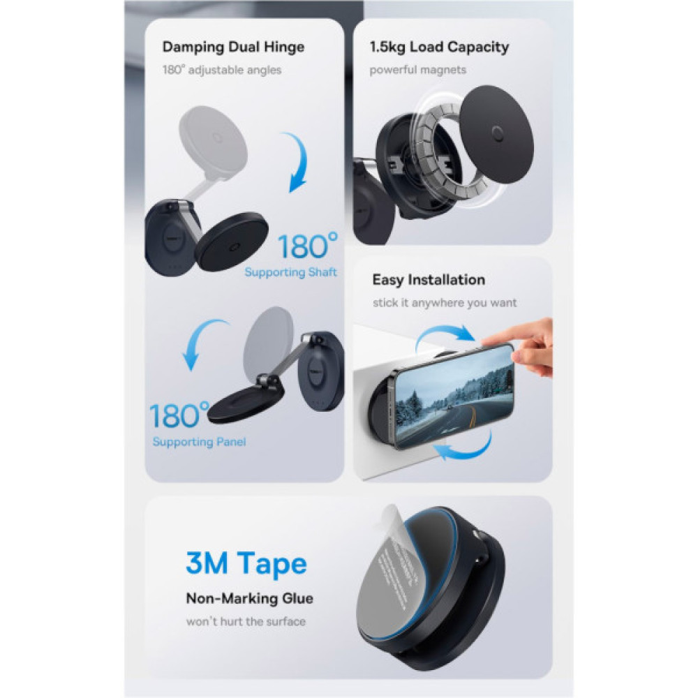 Універсальний автотримач Baseus MagPro Magnetic Foldable Phone Mount Cluster Black (B10564101121-00)