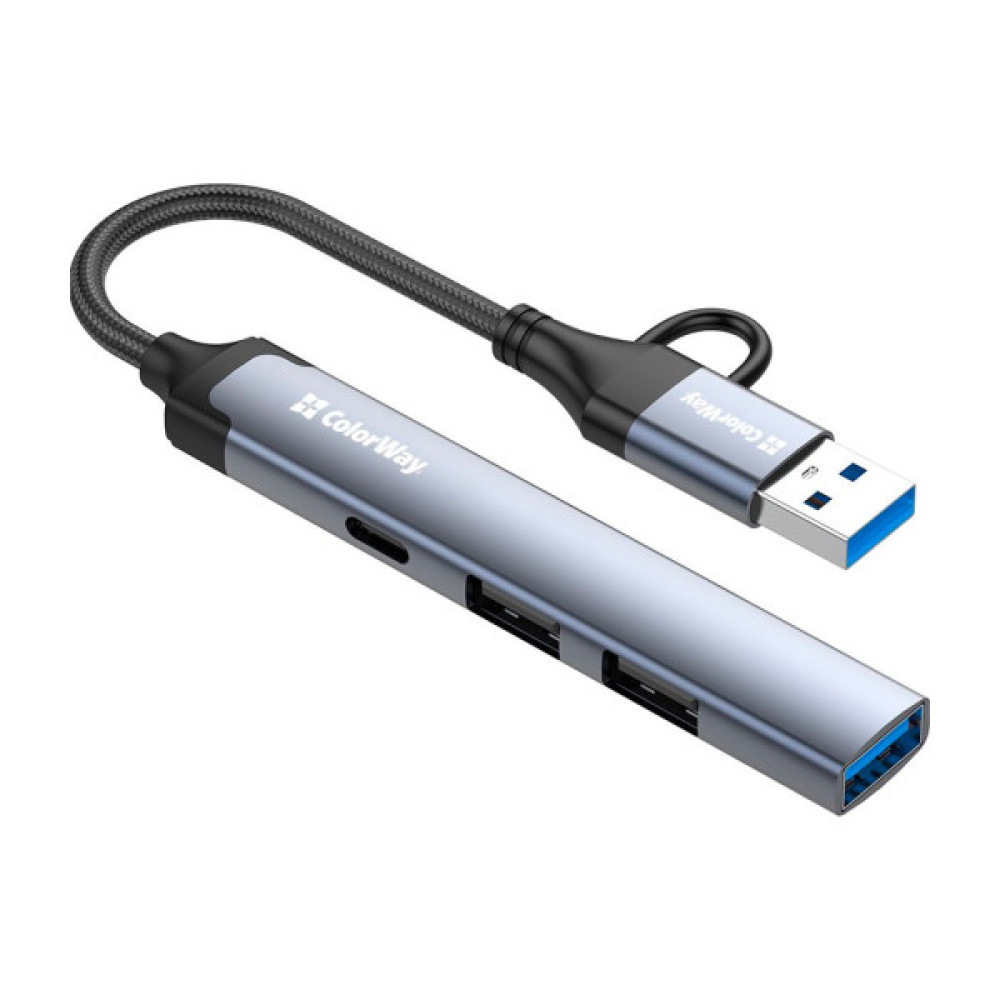 Концентратор ColorWay USB-A/USB-C 4-in-1 USB2.0х2/USB3.0/USB-C2.0 (CW-HUB06)