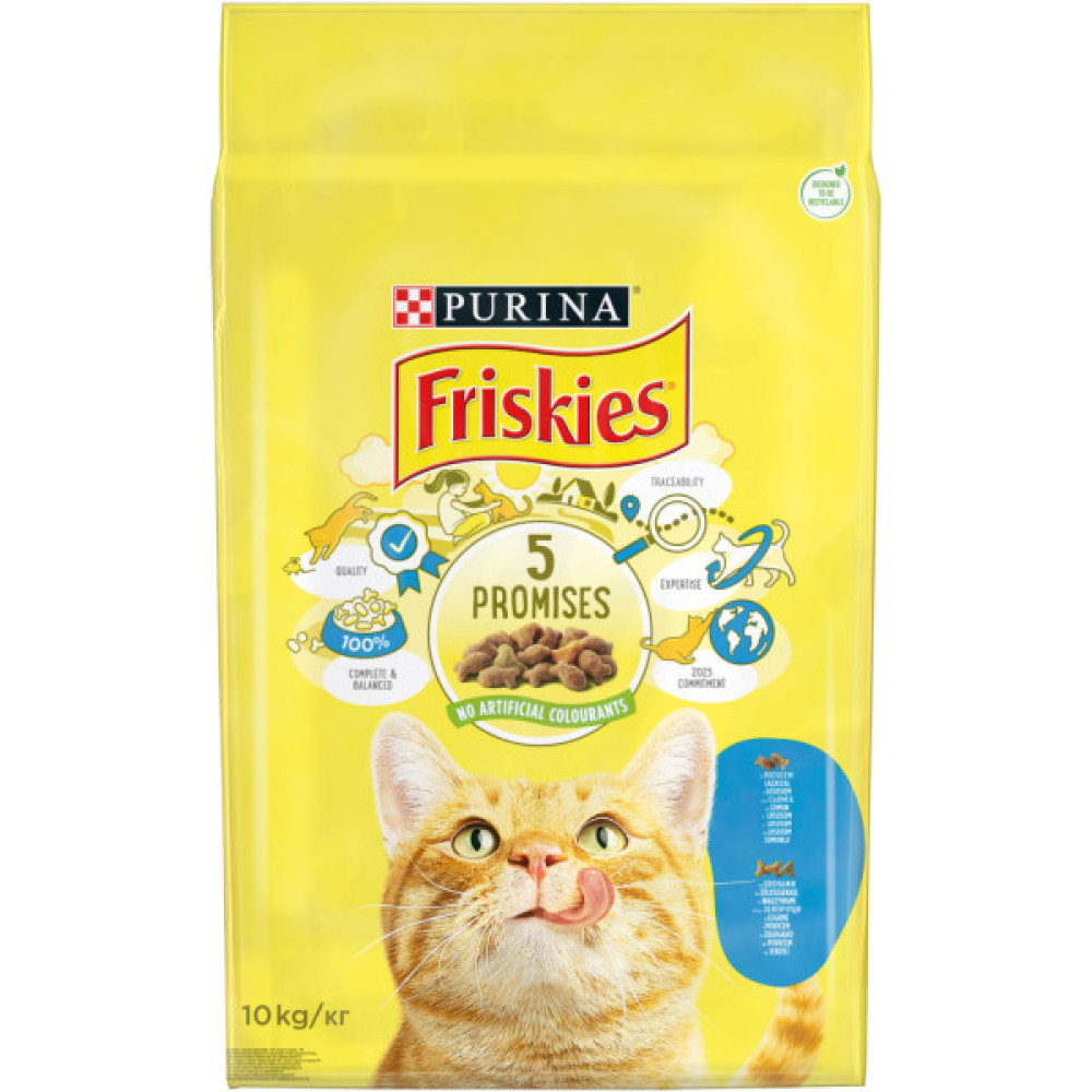 Сухий корм для кішок Purina Friskies зі смаком лосося й овочів 10 кг (5997204515469)