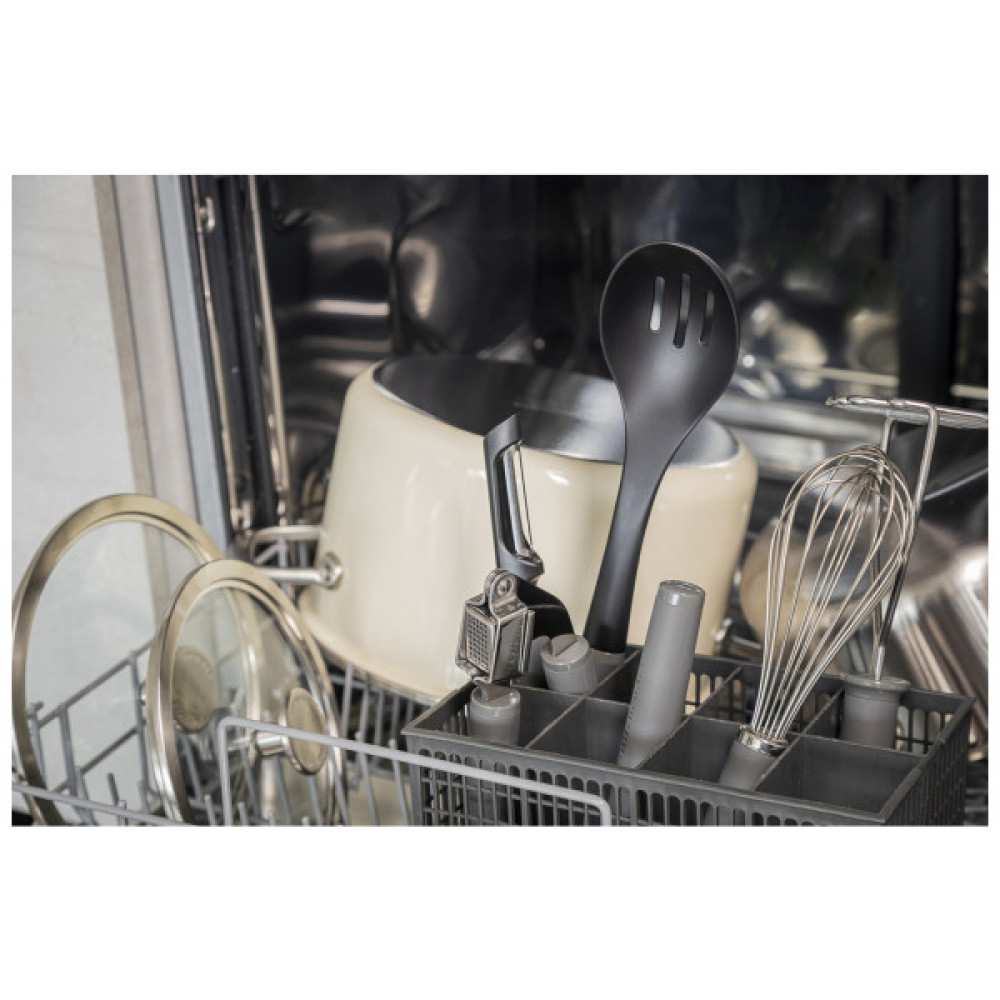 Ложка кухарська KitchenAid Coreline для сервіровки з прорізами, 33,8 см, сіра (KAS004OHCGG)