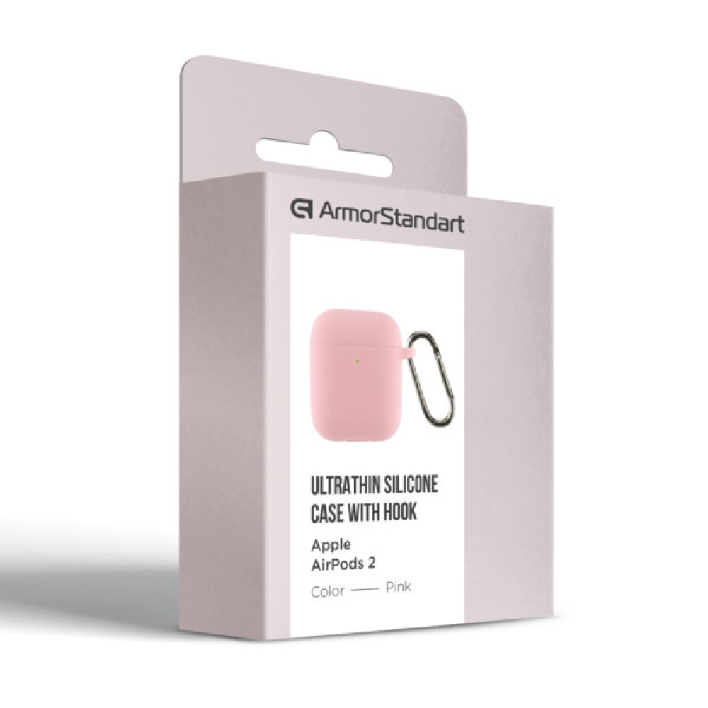 Чохол для навушників Armorstandart Ultrathin Silicone Case With Hook для Apple AirPods 2 Pink (ARM59688)