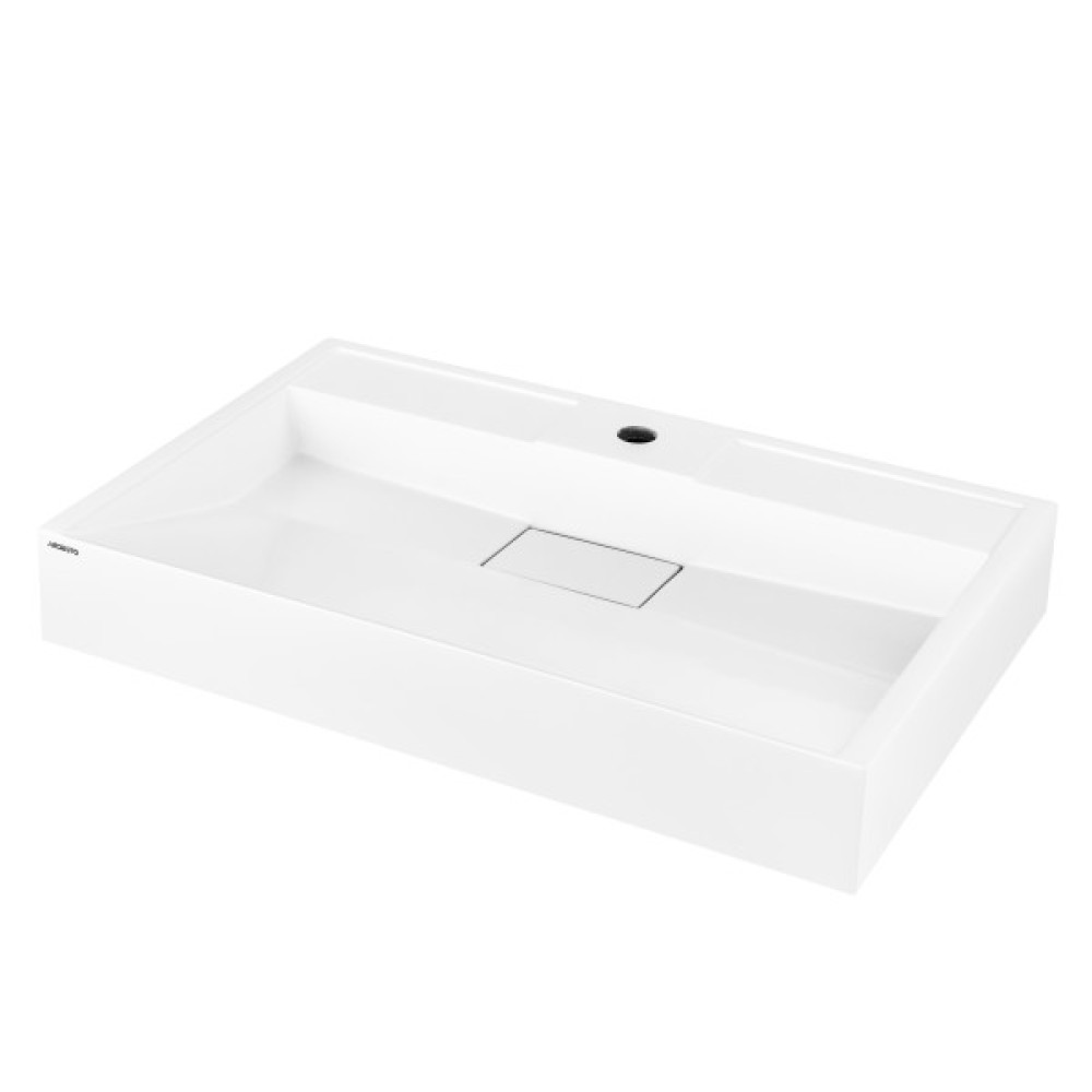 Раковина, умивальник ARDESTO Anna, штучний камінь, прямокут., з отвором для змішувача, без переливу, 700х455х110мм, накладний, білий