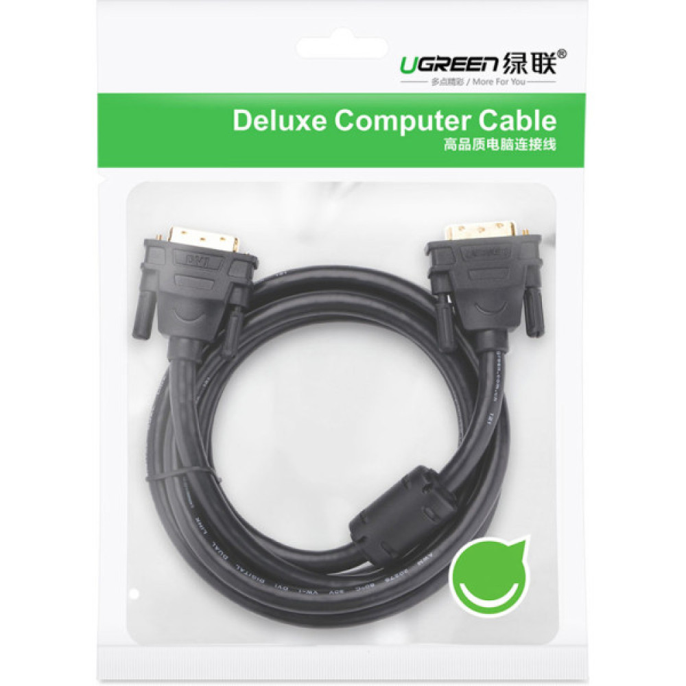 Кабель мультимедійний DVI M to DVI M 1.5m 24+1pin DV101 black Ugreen (11606)
