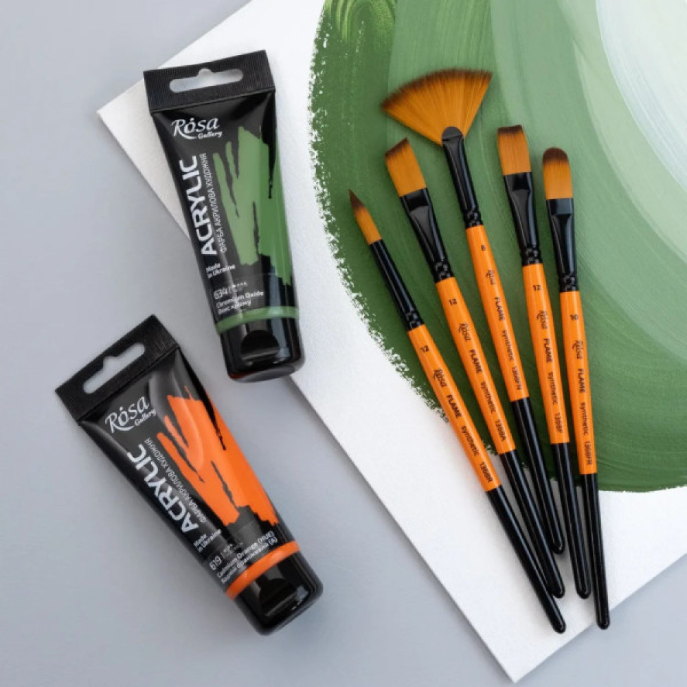 Пензлик для малювання Rosa Синтетика кутова, FLAME 1368А, №0 (4823098534648)