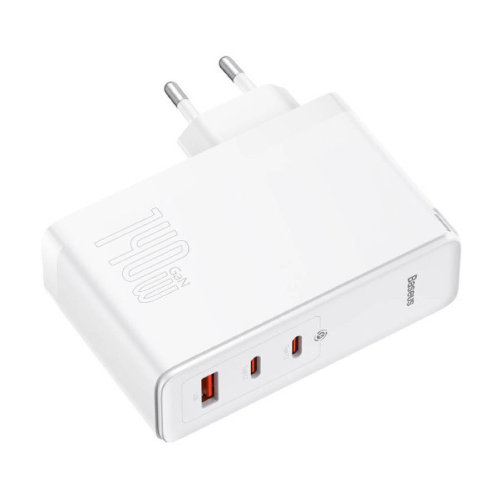 Зарядний пристрій Baseus GaN5 Pro Fast Charger 2C+U 140W + Cable 1.0m Type-C 240W white (CCGP100202)