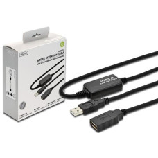 Кабель DIGITUS USB-A (M/F) заряджання/синхронізації, 10м, активний, чорний