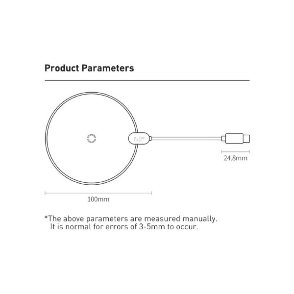 Зарядний пристрій Baseus Wireless Qi 15W + cable USB-C 1.5m (CCED000001)