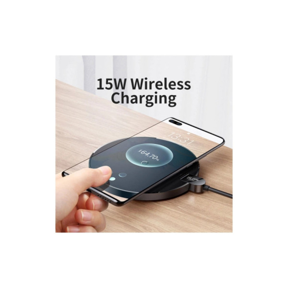 Зарядний пристрій Baseus Wireless Qi 15W + cable USB-C 1.5m (CCED000001)