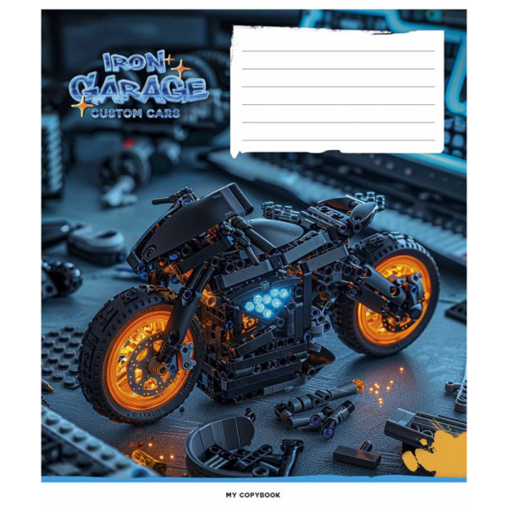 Зошит Школярик Iron garage 12 аркушів клітинка (012-3513K)
