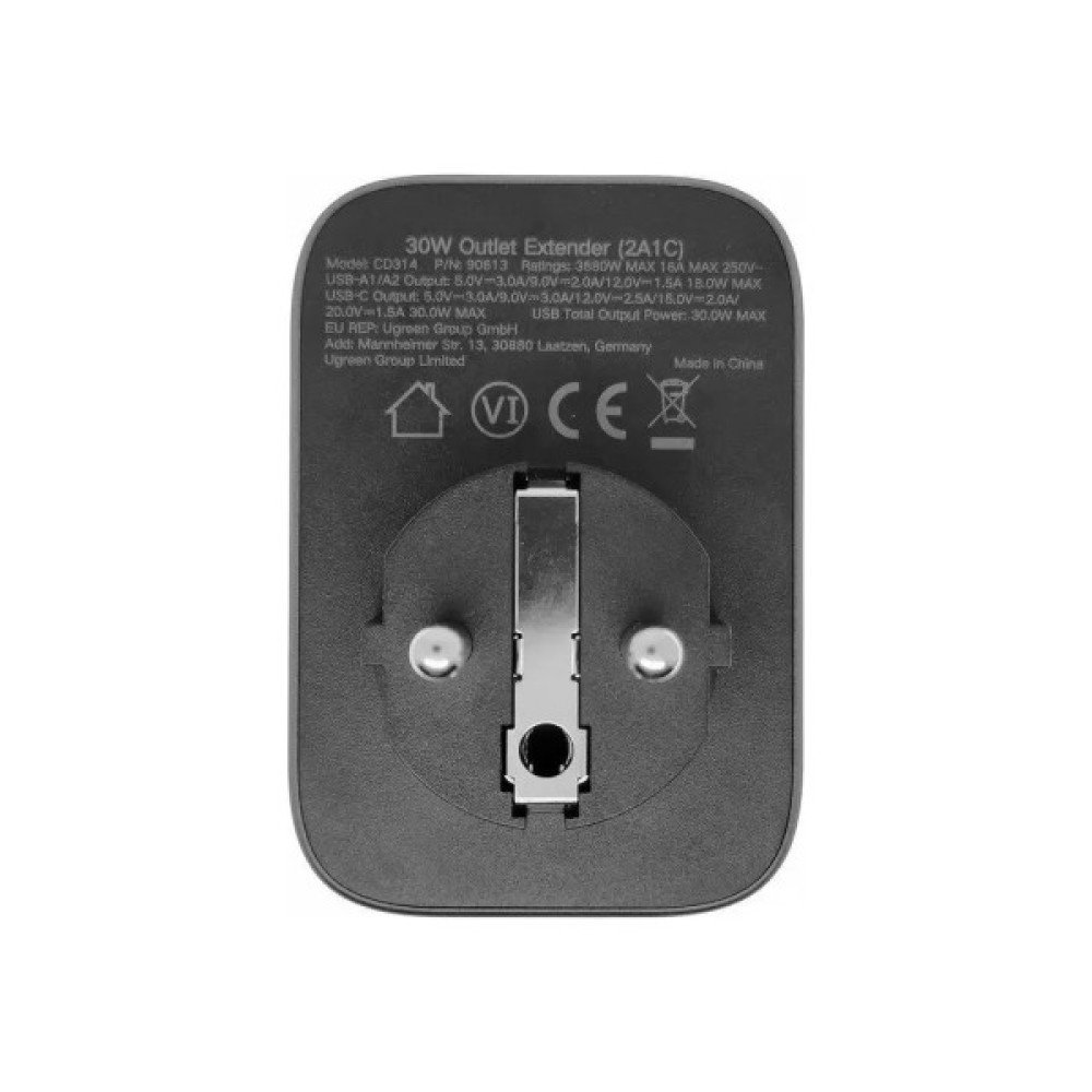 Зарядний пристрій Ugreen 3xUSB 30W Outlet Extender (2хUSB-A+USB-C) CD314 (90613)