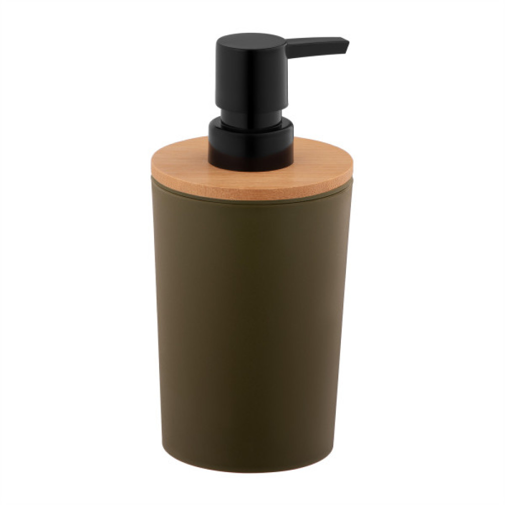 Диспенсер для мила ARDESTO Minimalism 380мл, поліпропілен, бамбук, зелений темний