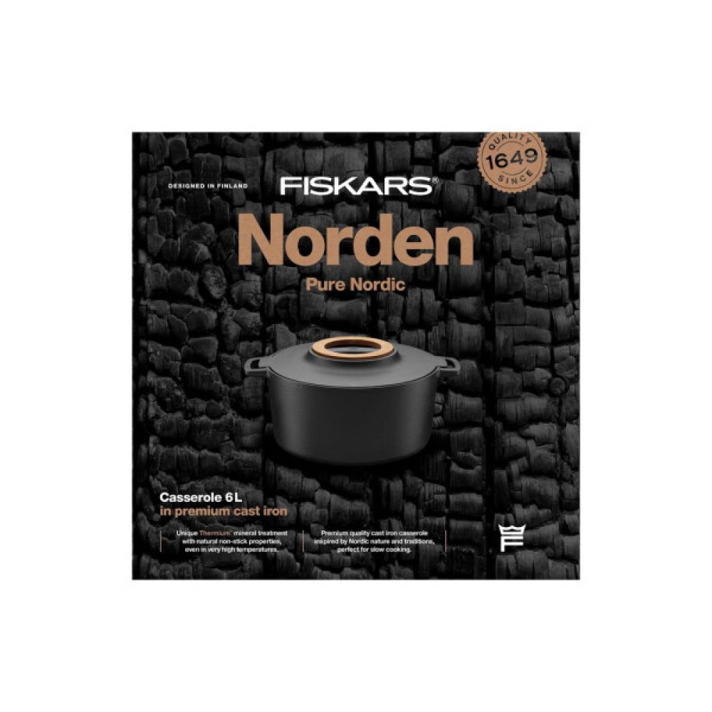Каструля Fiskars Norden чавунна 6 л чорна (1026566)