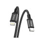 Дата кабель USB-C to Lightning 1.0m 3A 20W nylon X14 black HOCO (6931474752192)