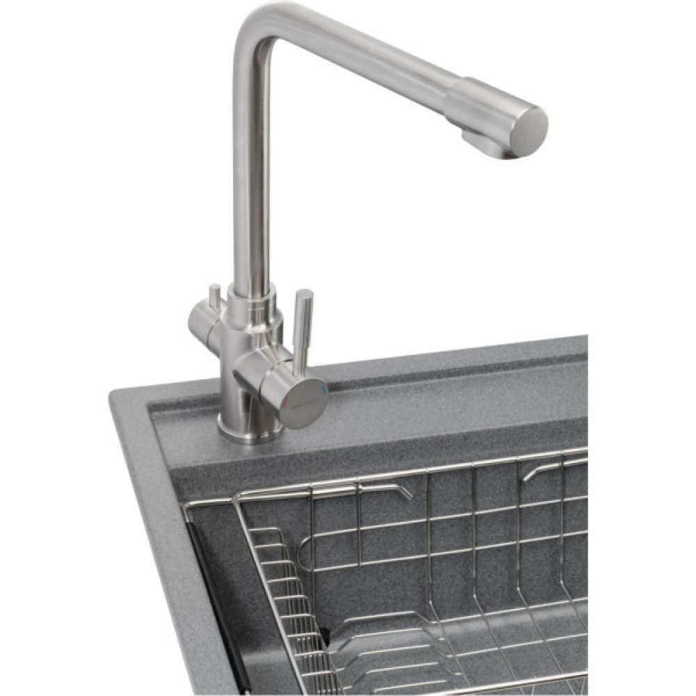 Мийка кухонна GRANADO Optimal Estella grafito (+ змішувач Badalona LUX inox + дозатор Redondo inox + кошик+дошка) (ksg0209)