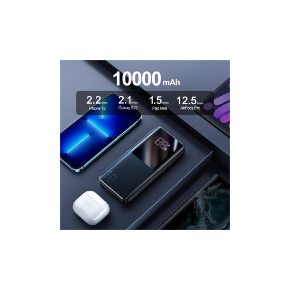 Батарея універсальна JOYROOM 10000mAh 22,5W PD, QC/3.0, 2*USB-A, USB-C In/Out, MicroUSB in, Black (JR-QP191)