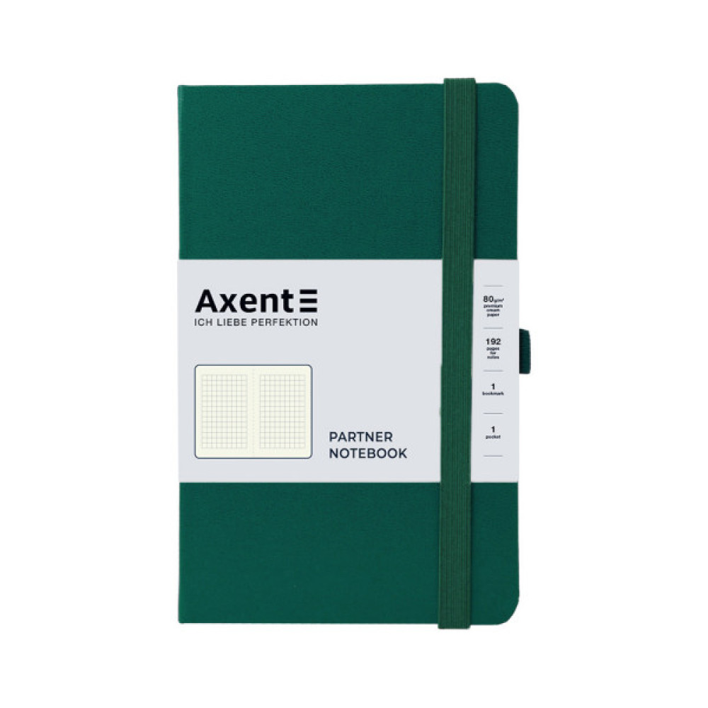 Книга записна Axent Partner 125x195 мм 96 аркушів, клітинка зелений ліс (8201-61-A)