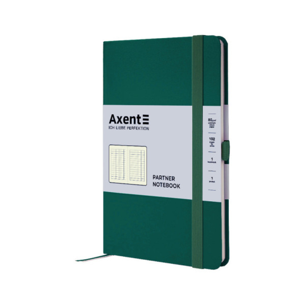Книга записна Axent Partner 125x195 мм 96 аркушів, клітинка зелений ліс (8201-61-A)