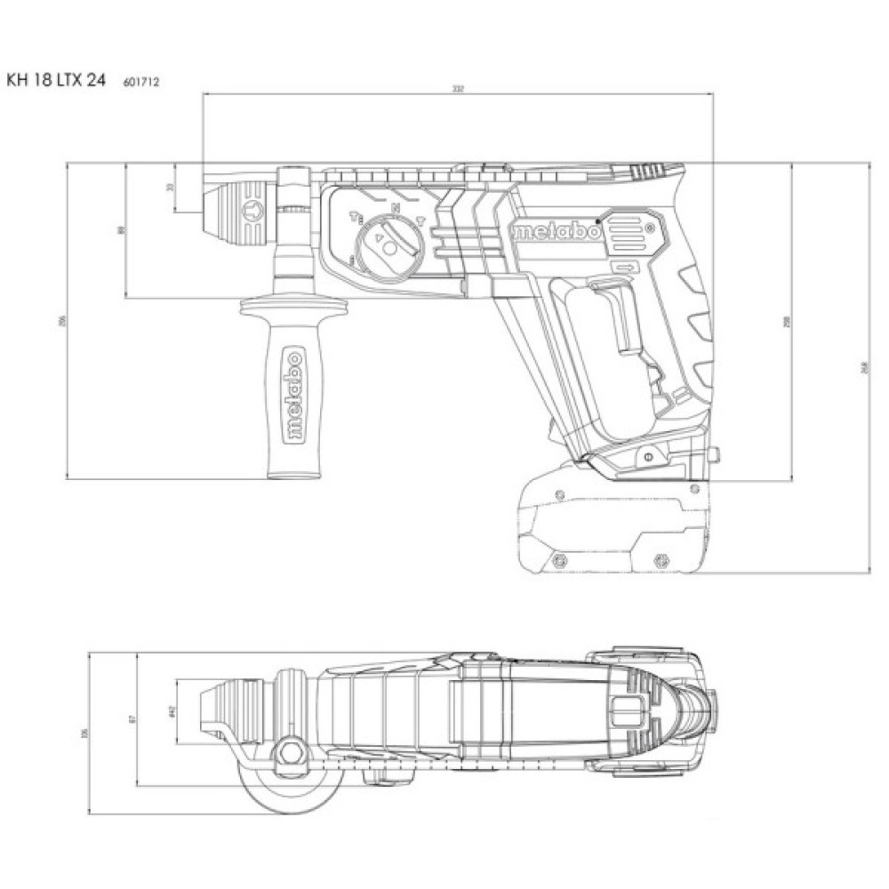 Перфоратор акумуляторний Metabo KH 18 LTX 24 SDS-plus 18В 2.1Дж 2.6кг без АКБ та ЗП