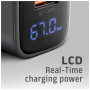 Зарядний пристрій AXAGON 1xUSB-C PD67W + 1xUSB QC4+ PPS display gray (ACU-PQ67D)
