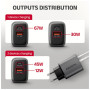 Зарядний пристрій AXAGON 1xUSB-C PD67W + 1xUSB QC4+ PPS display gray (ACU-PQ67D)