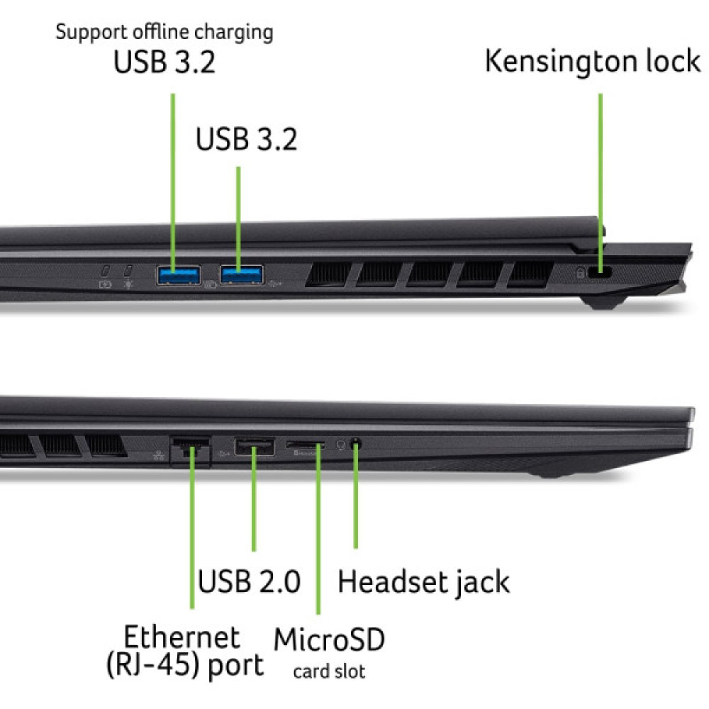 Ноутбук Acer Nitro 18 AN18-61 18" WQXGA IPS, AMD R7-350, 32GB, F1TB, NVD5070Ti-12, Lin, чорний