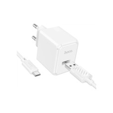 Зарядний пристрій HOCO CS11A USB + cable USB to USB-C white (6942007603614)