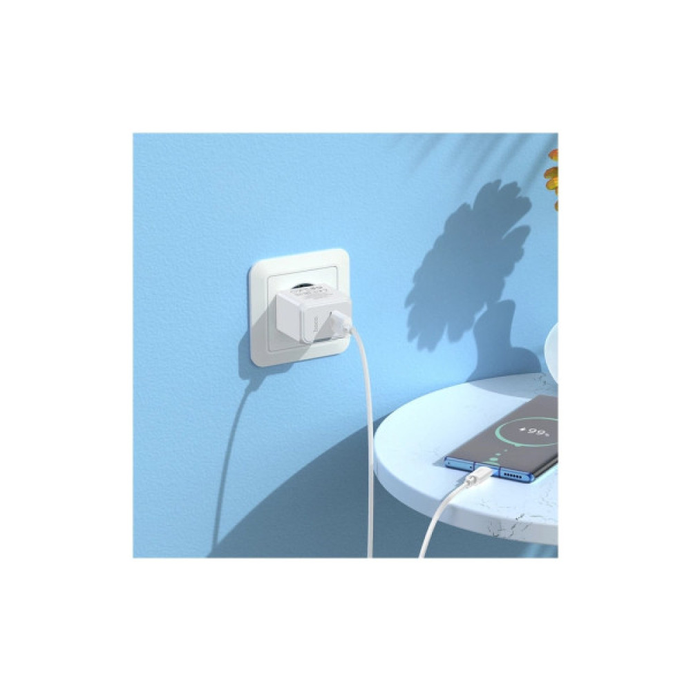 Зарядний пристрій HOCO CS11A USB + cable USB to USB-C white (6942007603614)