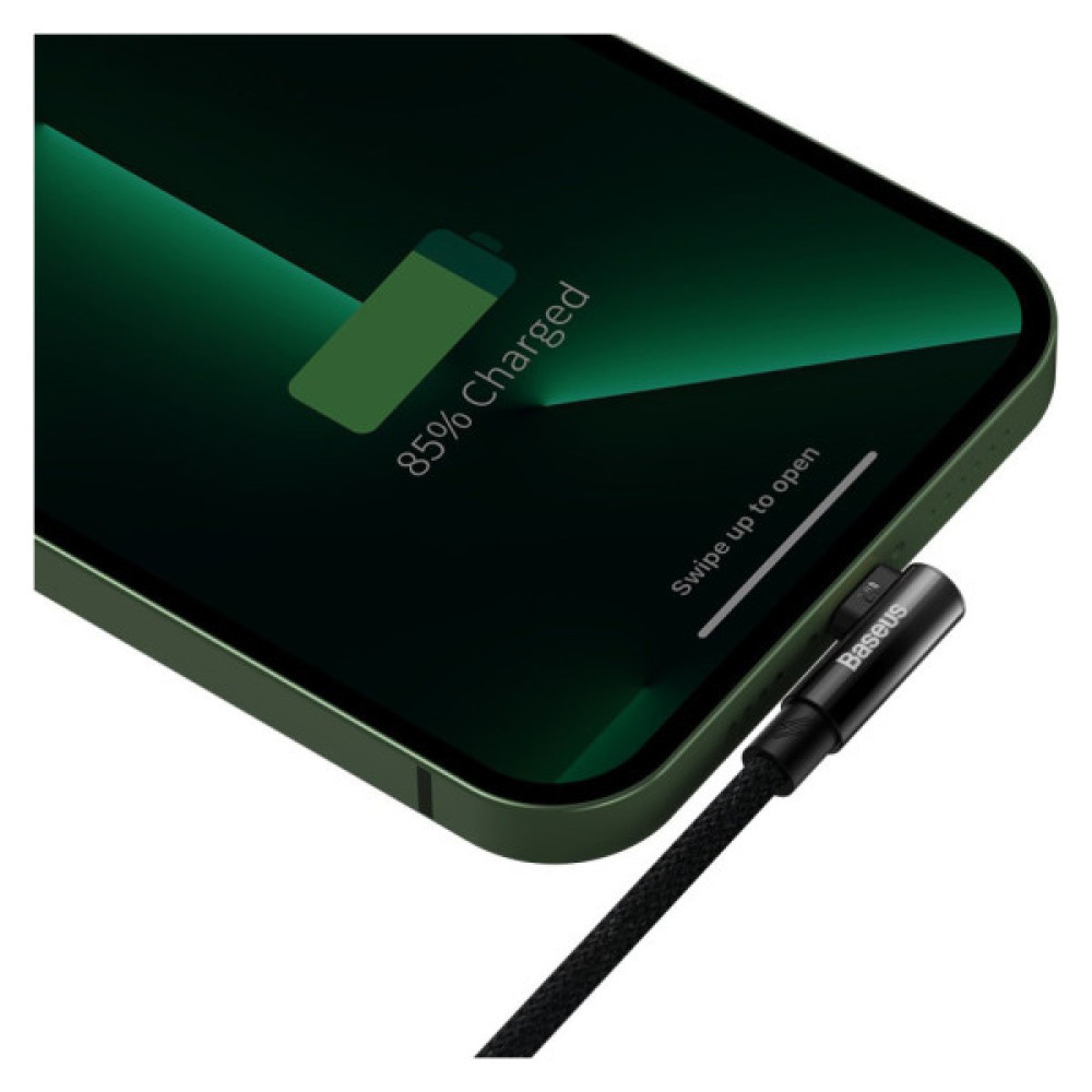 Дата кабель USB 2.0 AM to Lightning 2.0m 2.4A 90° corner black Baseus (CAVP000101)
