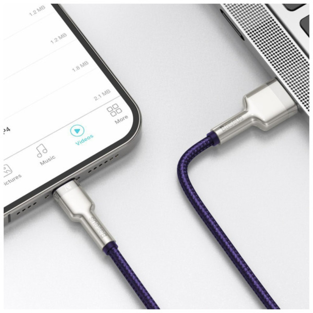 Дата кабель USB 2.0 AM to Lightning 1.0m 2.4A metal purple Baseus (CALJK-A05)