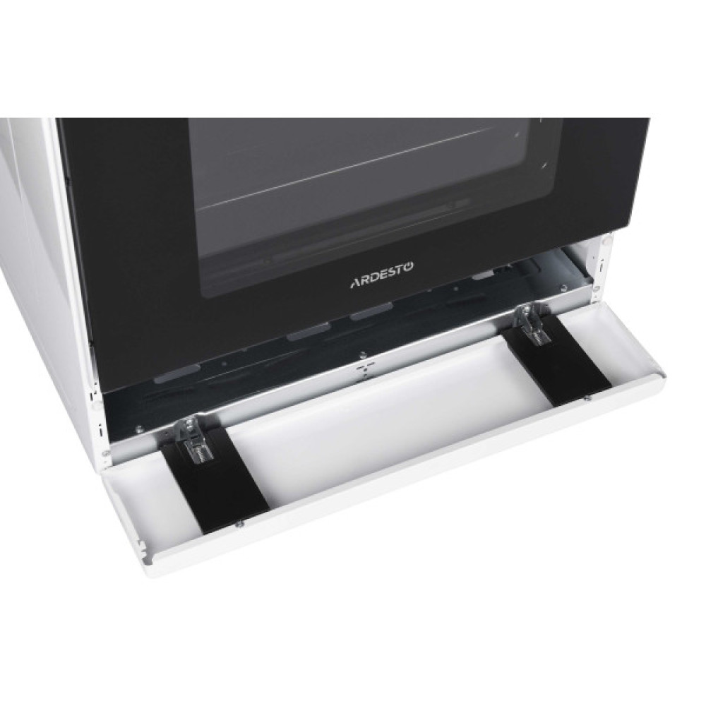 Плита ARDESTO комбі Elegance, 66л, 60x60см, конвекція, чавун, підсвічування, форсунки LPG (підключення газового балона), знімні направляючі, білий