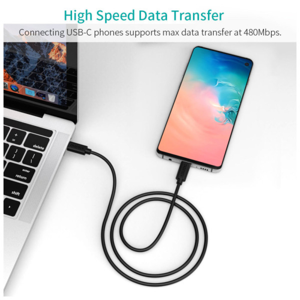 Дата кабель USB-C to USB-C 0.5m Choetech (CC0001-V4-PE)