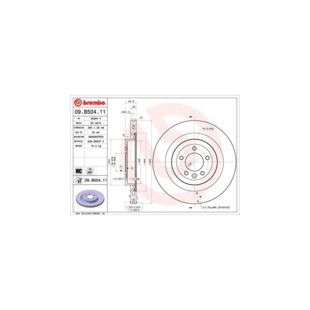 Гальмівний диск Brembo 09.B504.11