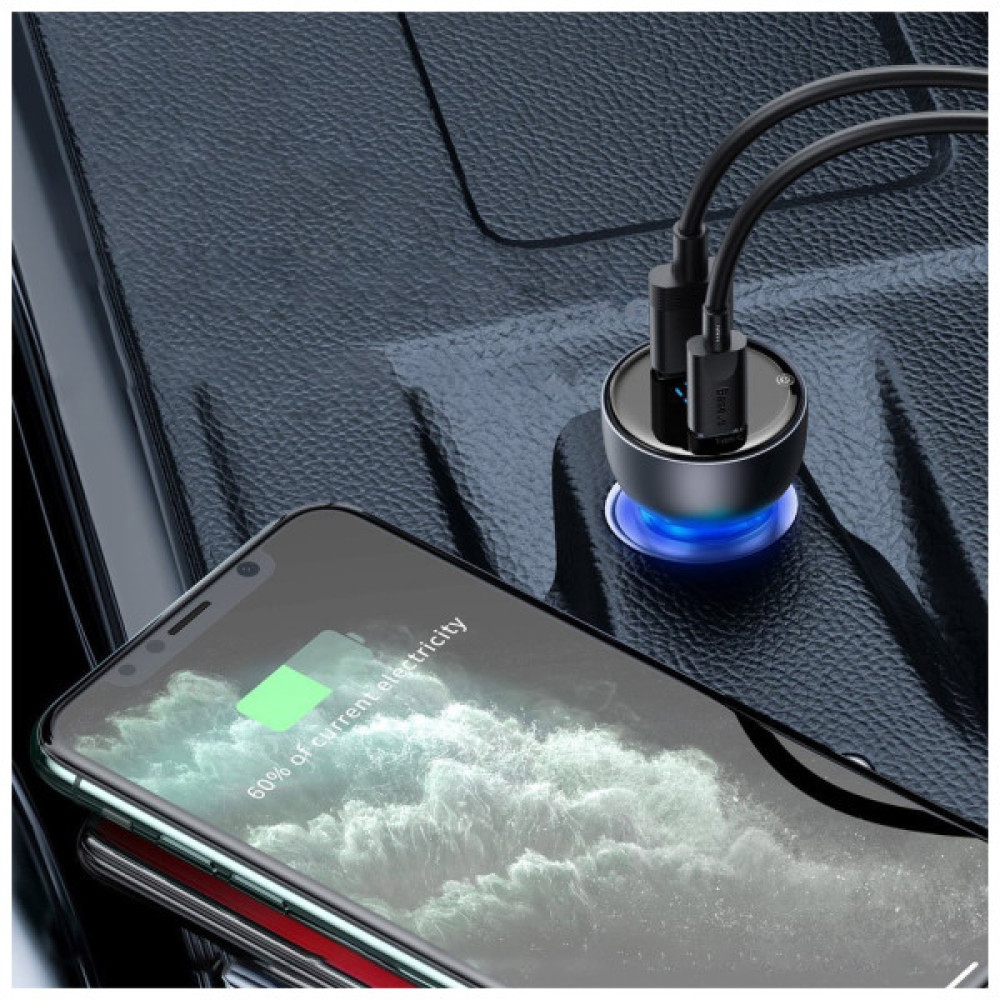 Зарядний пристрій Baseus Particular Digital Display QC+PPS Dual Quick Charger Car Charger 65W Shallow tarnish (CCKX-C0A)