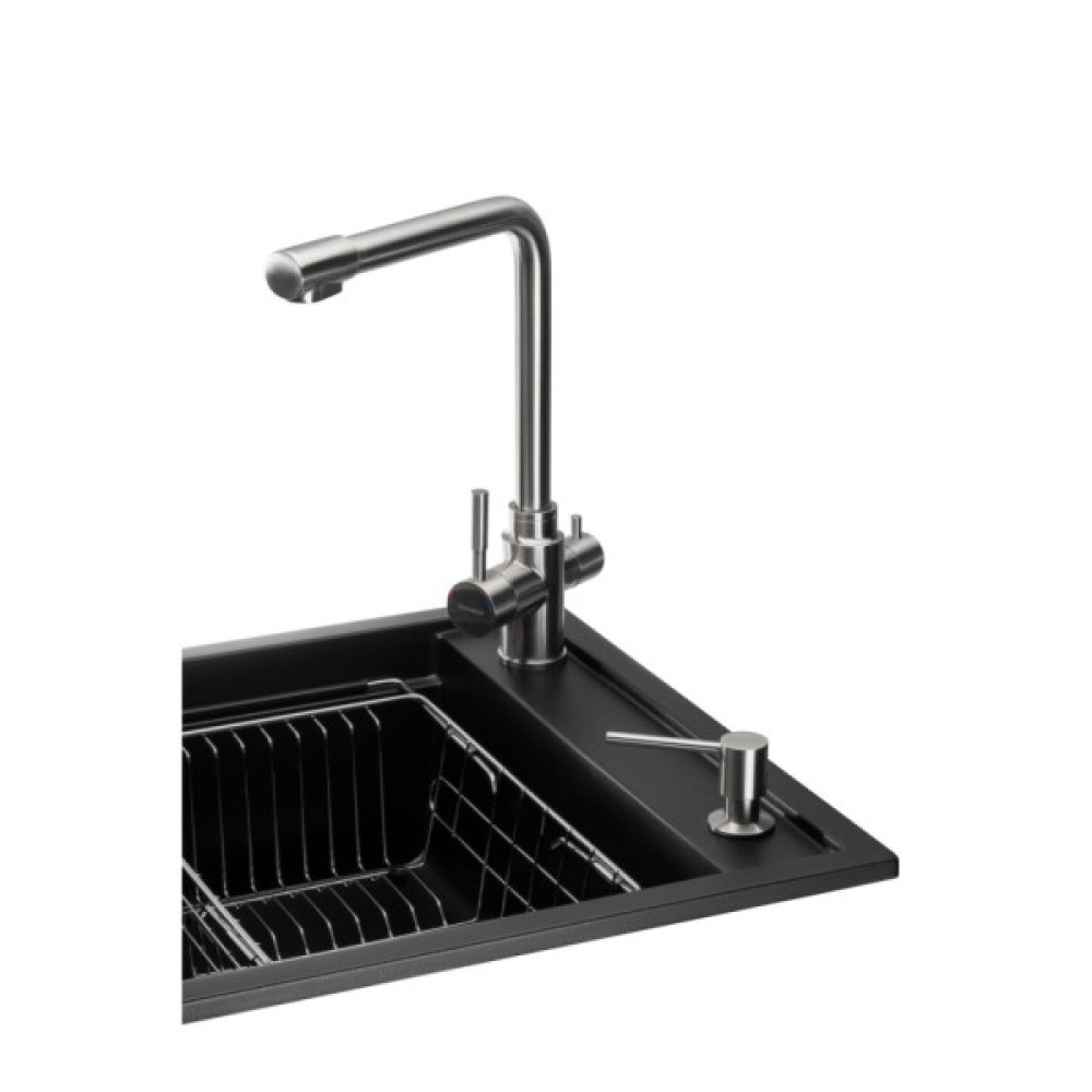 Мийка кухонна GRANADO Optimal Artes black shine (+ змішувач Badalona LUX inox + дозатор Redondo inox + ко (ksg1201)