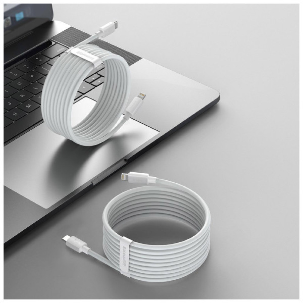 Дата кабель USB 2.0 AM to Lightning 1.5m 20W Simple WisdomKit (2PCS) white Baseus (TZCATLZJ-02)