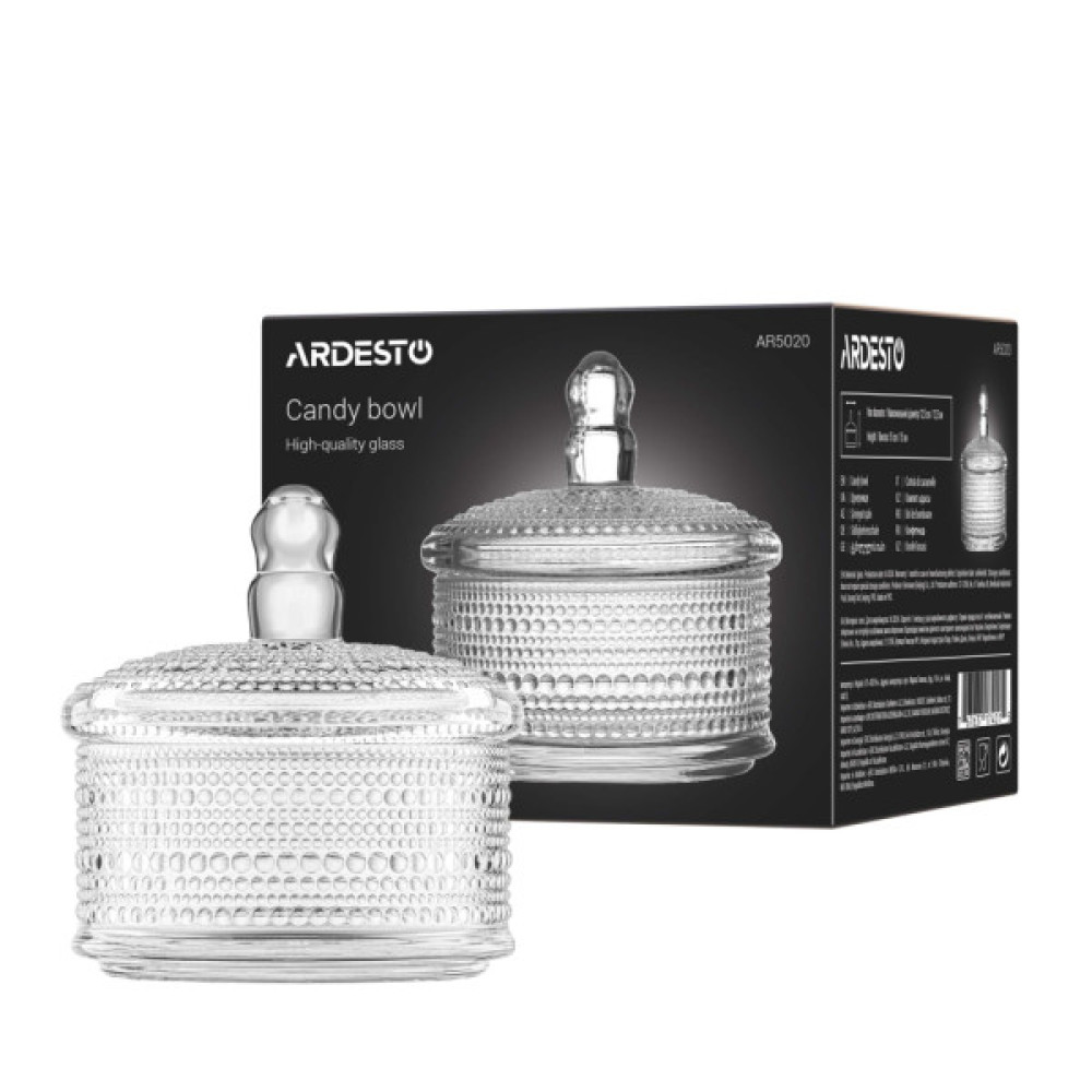Цукорниця Ardesto Verbena, 12.5 х 15 см, скло, прозорий (AR5020)