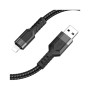 Дата кабель USB 2.0 AM to Lightning 1.2m 2.4A nylon aluminum U110 black HOCO (6931474770561)