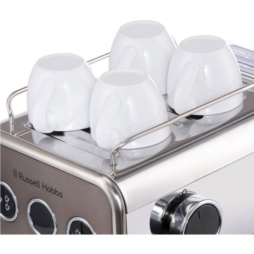 Кавоварка Russell Hobbs ріжкова Distinctions Titanium 1.1л, мелена + чалди, сріблястий