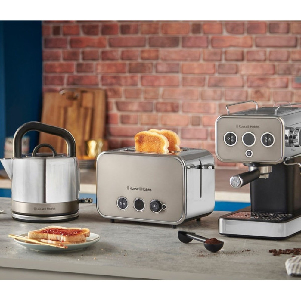 Кавоварка Russell Hobbs ріжкова Distinctions Titanium 1.1л, мелена + чалди, сріблястий